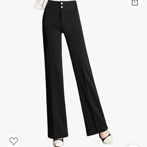 High Waist Double-Button Closure Boot-Cut Dress Pants